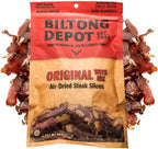 Biltong Depot Original Beef Biltong Slices with Fat – 8oz | Air-Dried Beef Jerky Snack | High Protein | Zero Sugar | Keto & Paleo Friendly | Gluten Free | No Artificial Preservatives | No MSG