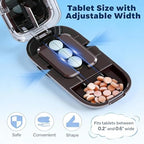 Precision Pill Cutter for Small and Tiny Pills, Sharp Blade with Storage Compartment, Travel-Friendly 1/2 1/3 Pill Splitter for Home/On-The-Go, Black