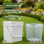 ASEVAT White 1 Gallon Bucket with Lid, Square Food Grade Storage Containers with Lids, Pail Container with Handle, Bucket for Cleaning Heavy-Duty Extra Durable BPA Free
