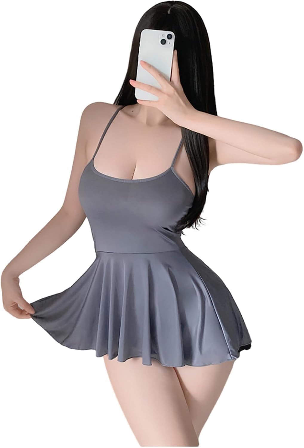 GRAYDREAM Sexy Lingerie for Women Ice Silk Backless Hot Temptation Pure Desire Uniform Suspender Nightgown