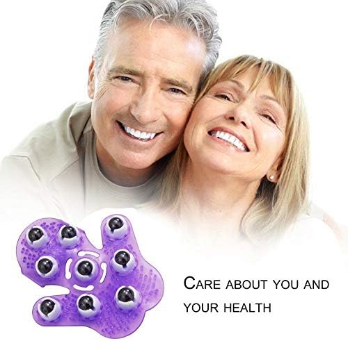 Roller Ball Body Massage Glove Anti-Cellulite Muscle Pain Relief Relax Massager for Neck Back Shoulder Buttocks Face Lift Tools (Purple)