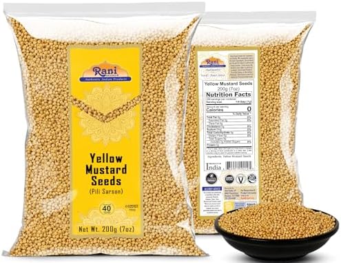 Rani Yellow Mustard Seeds Whole Spice 7oz (200g) ~ Ideal for Pickling, Dressing and Making Ground Mustard for Cooking, All Natural | Vegan | Gluten Friendly | NON-GMO | Kosher | Indian Origin