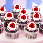 Poppy Edible Cupcake Toppers, Edible Flowers Cake Decorations, Remembrance Cake Decorating Supplies, Valentines Day Cupcake Toppers, Birthday Cookie Decoration PRECUT 48 x 3cm / 1.18 inch