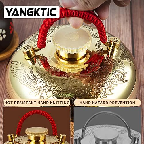 Pure Copper Thickened Hot Water Bottle with Cover - Leak-Proof Retro Warm Water Bag, Water Heating Pad with Double-Layer Anti-Scald Design for Warming The Bed and Warming Hands (15cm)