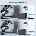 (2 Pack) Charger for Nintendo Switch 2/1, 10FT Extended & 5FT Compact Cables, 60W AC Power Adapter 4K TV Dock Ready, PD 3.0 Fast Charge (20V/3A) – Works with Switch 2/1/OLED/Lite (10FT & 5FT Set)