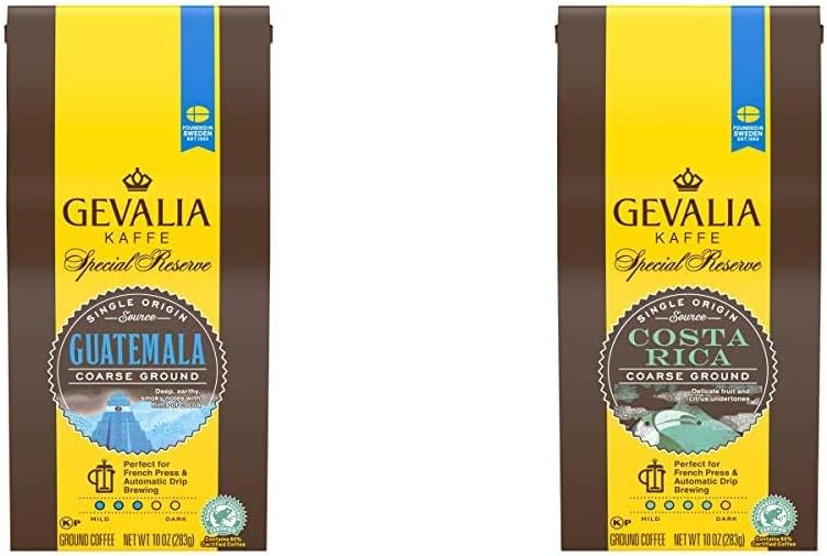 Gevalia Special Reserve Guatemala and Costa Rica Single Origin Medium Roast Ground Coffee Bundle (2 x 10 oz Bags)