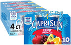 Capri Sun Fruit Punch Naturally Flavored Juice Drink Blend, 40 ct Pack, 4 Boxes of 10 Pouches
