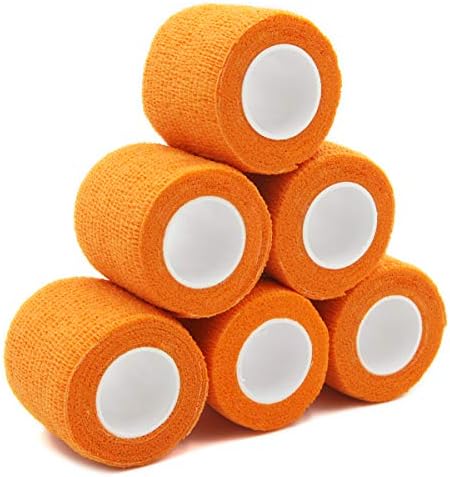 First Aid Bandages Cohesive Wrap Adhesive Self Adherent Tape Colorful (2-Inch, Orange)