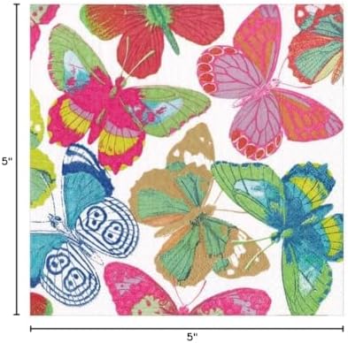 Caspari Butterflies Bright Paper Cocktail Napkins - 20 Per Package