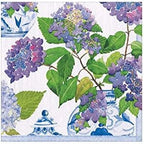 Caspari Hydrangeas and Porcelain Boxed Paper Cocktail Napkins - 40 Per Box
