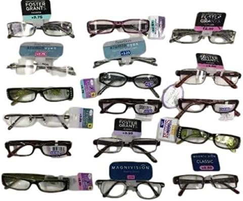 Foster Grant Reading Glasses -10 Pairs Assorted Bulk Magnivision, EZ Readers, Spare Pair, Essentials and other FGX brand READING GLASSES Assorted Strengths And Styles 1.25 - 3.25