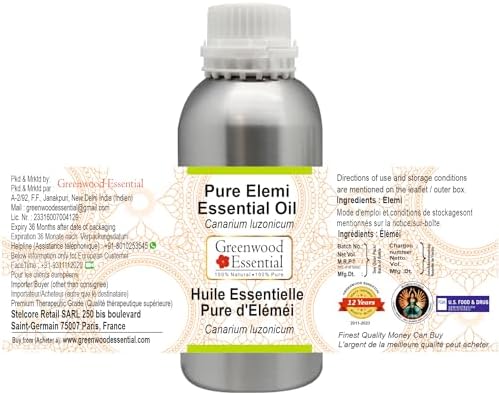 Greenwood Essential Pure Elemi Essential Oil (Canarium luzonicum) Steam Distilled 300ml (10 oz)