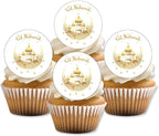 Eid Mubarak Edible Cupcake Toppers | PRECUT Gold Islamic Cake Decorations