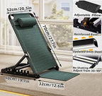 Jarler Adjustable Bed Backrest Large Size Bed Chair - Lifting Back Rest Support 8 Gears with Headrest Pillow for Reading, Queen Size Foldable Bed Frame Wedge for Elderly, Patient Sitting Up