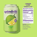 Spindrift "Lemon Lime" Soda, Made with Real Squeezed Fruit, Pack of 12