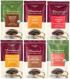 Teeccino Herbal Coffee Sampler - 6 x 30g Trial Size Chicory Coffee Alternatives - French Roast, Vanilla Nut, Hazelnut, Mocha, Maca Chocolate, Java – Prebiotic, Caffeine Free & Acid Free