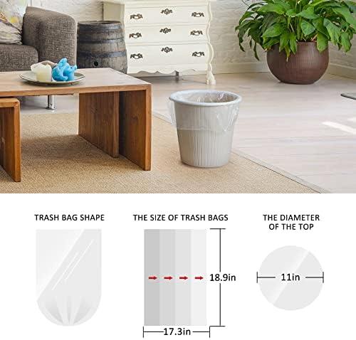 2.6 Gallon 150 Counts Small Trash Bags Garbage Bags by Teivio, Bathroom Trash Can Bin Liners, Small Plastic Bags for home office kitchen, Clear