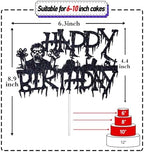 Zombies Happy Birthday Cake Topper, Horror Monster Zombies Cake Decor, Spooky Halloween Themed Birthday Anniversary Party Supplies for Kid’s Men Women, Black Glitter