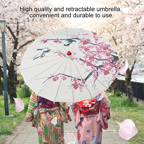 Luqeeg Handmade Oiled Paper Umbrella Japanese Parasol Asian Chinese Classical Dance Umbrella for Photography Cosplay Costumes Wedding Party Home Decoration, 21.7", Plum Blossom