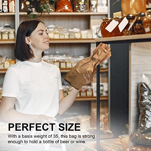 MT Products Pint Kraft Wine Paper Bags 3.75" x 2.25" x 11.5" Gift or Bread Bags - Pack of 50