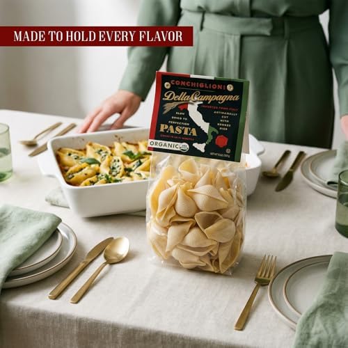 Life Plus Style Gourmet Della Campagna Organic Conchiglioni Pasta Imported from Italy 500g (1.1 lb) Jumbo Pasta Shells for Stuffing