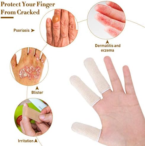 Geyoga 50 Pieces Cotton Finger Cots Finger Toe SleevesThumb Protector Fingertips Protective Cushion, Moisture Wicking (5 cm/ 2 Inch, 7.6 cm/ 3 Inch)