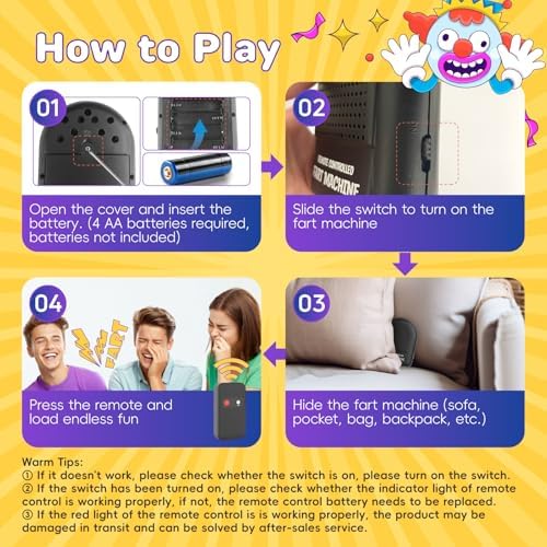 Pajojoqa Fart Machine with Remote, Fart Machine Prank Pocket Size April Fools' Day Funny Tricky Toy, Electronic Magnetic Simulated Farting Sounds Bomb Bags Farting Machine Party Prank Toy