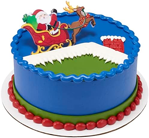 DecoPac Santa in Sleigh Cake Decoration, Christmas Cake Topper, Festive Layon With Santa and Reindeer, 24 Pack