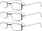 Eyekepper 3-Pack Unique Lightweight Stainless Steel Frame Reading Glasses for Men and Women Black +2.25
