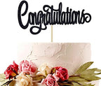 Congratulations Cake Topper, Congrats Grad Graduate, 2026 Graduation/Wedding/Birthday/Anniversary/Retirement Celebration Party Decorations Supplies, Black Glitter