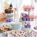 22-Pieces Butterfly Cake Decorations With Happy Birthday Acrylic Cake Toppers for Baby Shower Wedding Birthday Party Decor (Purple & Pink)