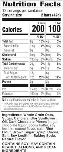 Nature Valley Crunchy Granola Bars, Oats 'N Dark Chocolate, 24 Bars, 17.88 oz (12 Pouches)
