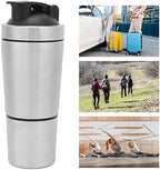 Stainless Steel Protein Shaker Bottle with Scale, Double Section Design Shaker Cup for Easy Mixing for Gym Lovers and Teenagers 10.3oz, 591ML