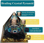 DRTMLY Orgone Crystal Pyramid, Small Orgonite Pyramid Porstive Energy Generator, Healing Crystal Pyramid for Resist Stress, Bring Good Luck and Wealth (Obsidian)