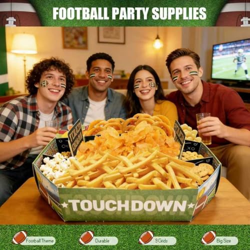 Football Party Decorations Supplies Kit - Food Serving Tray Snack Stadium Set for Super Bowl, Game Day, Birthday Decorations, Celebration Snack Tray Box