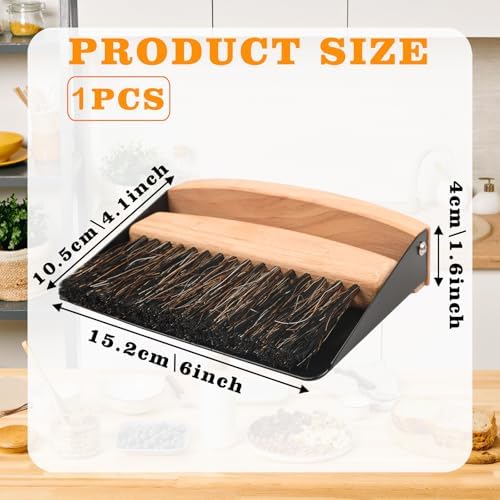 Small Dust Pan and Brush Set, Mini Hand Broom and Dustpan Set, Wooden Crumb Sweeper for Home Desktop, Sofa, Pet Care Household (Black)
