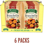 Maretti - Bruschette Chips with Tomato, Olives & Oregano - All Natural Oven Baked Bagel Chips - Good for Vegetarians - Party Snacks Thin Bagels - No Artificial Colors and Flavor 5 oz. (Pack of 6)