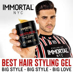 Immortal NYC Infuse Mega Fixation Hair Styling Gel 500ml - Ultimate Control, Extreme Volume, Long-Lasting Hold with Argan Oil (500 mL, Gold Edition)