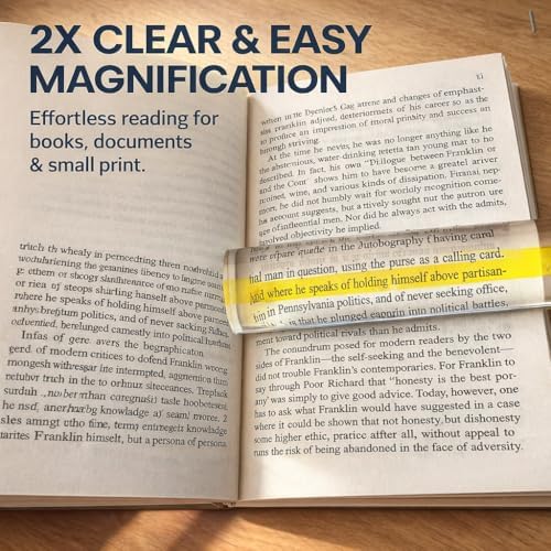 4Pack Acrylic Reading Line Magnifier, Half-Round Bar Magnifier for Books, Documents & Newspapers, Crystal Clear, Lightweight & Distortion-Free, Ideal for Seniors