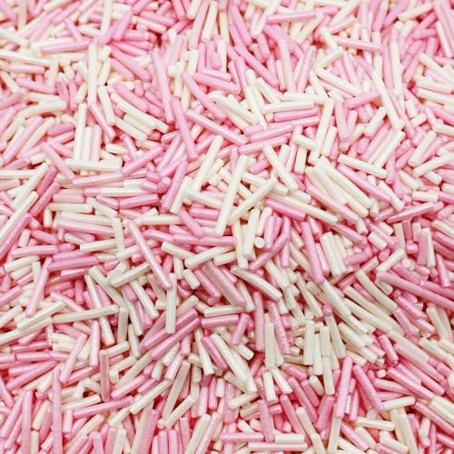 Baby Shower Sprinkles Pink & White Colored BULK Jimmies 1 POUND-Edible Cake Cupcakes Dessert & Ice Cream Topping-For Gender Reveal Parties