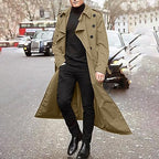 FONMA Trench Coat Men Winter Slim Coat Trench Lapel Long Jacket Double Breasted Overcoat Soft Elegant windbreaker