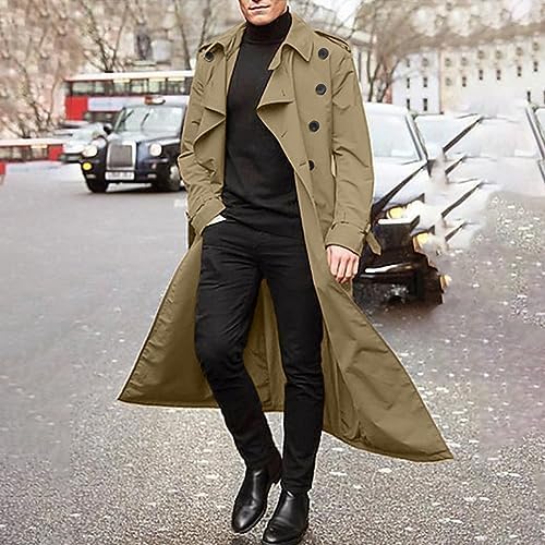 Waterproof Trench Coat Men Winter Trenchcoats Lapel Long Jacket Double Breasted Overcoat Soft Elegant Windbreaker