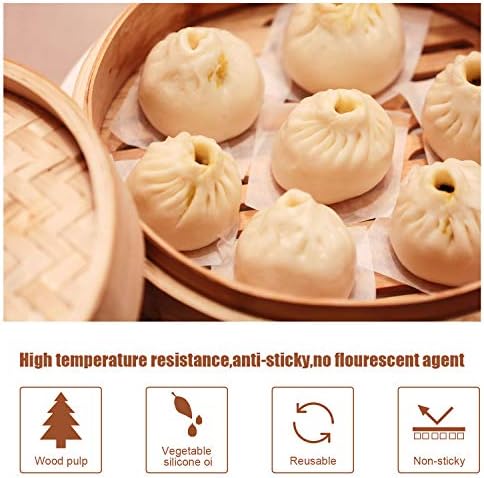 Patelai 1500 Pcs Parchment Paper Squares 2.75 x 2.75 Inch Small Hamburger Patty Paper Nonstick Precut Wax Papers Bamboo Steamer Liner for Burger Patty Pancakes Cookies Candy Dumplings Baking Cooking