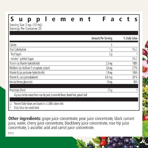 Floradix Floravital Liquid Iron & Vitamin Formula - Liquid Iron Supplement with Ferrous Gluconate, C & B Vitamins & Herbs for Energy Support - Vegan, Gluten-Free, Yeast-Free & Non-GMO - 8.5 Fl Oz