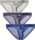 Mens Ultra Thin Breathable Mesh Elephant Nose Pouch Triangle Briefs Underwear Hip Coverage Bikini Panties