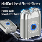 Mini Electric Shaver, Travel Portable Beard Trimmer for Men, Alloy Pocket Dual-Head Electric Shaver, IPX7 Waterproof Mini Razor, USB C Rechargeable (Silver)