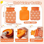 Amylove Mini Hot Water Bottle 320ml for Hot & Cold Compress with Cover Silicone Microwave Heating Small Water Bag for Travel Pain Relief Valentine's Day Gifts(Orange)