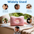 Satin Ear Piercing Pillow - Removable Washable Large Cover Piercing Pillow for Side Sleepers, Donut Side Sleeping Pillow for Pain Relief Sleeping, Pressure Sore, Adjustable Ear Protector (Pink)
