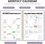 2025 Planner Weekly and Monthly, Jan 2025 to Dec 2025, Hardcover 2025 Calendar Planner Book with Tabs & Inner Pocket, Office Home School Supplies for Women & Men - A5 (6.3" x 8.5"), Spiral Bound, Purple