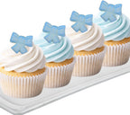 Edible Sugar Bows for Cakes & Cupcakes Elegant Dessert Decorations for Birthdays, Baby Showers & Weddings (Blue)